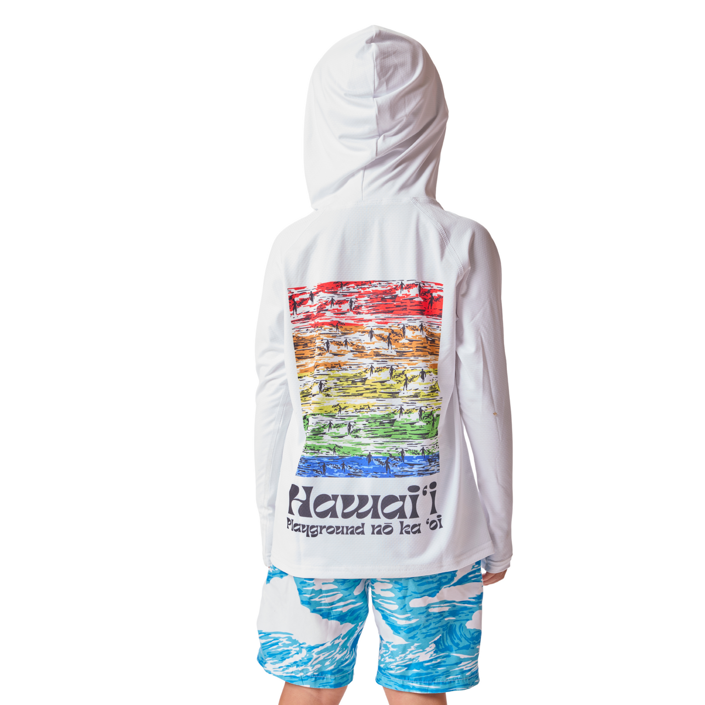 Hawai'i Playground Hooded Rainbow Aloha Sun Shirt