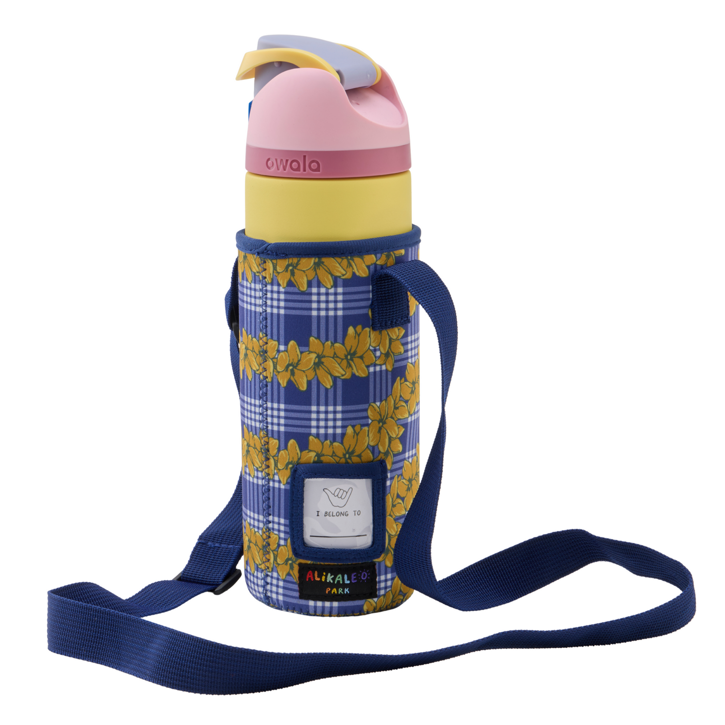 Plumeria Palaka Navy Neoprene Bottle Holder