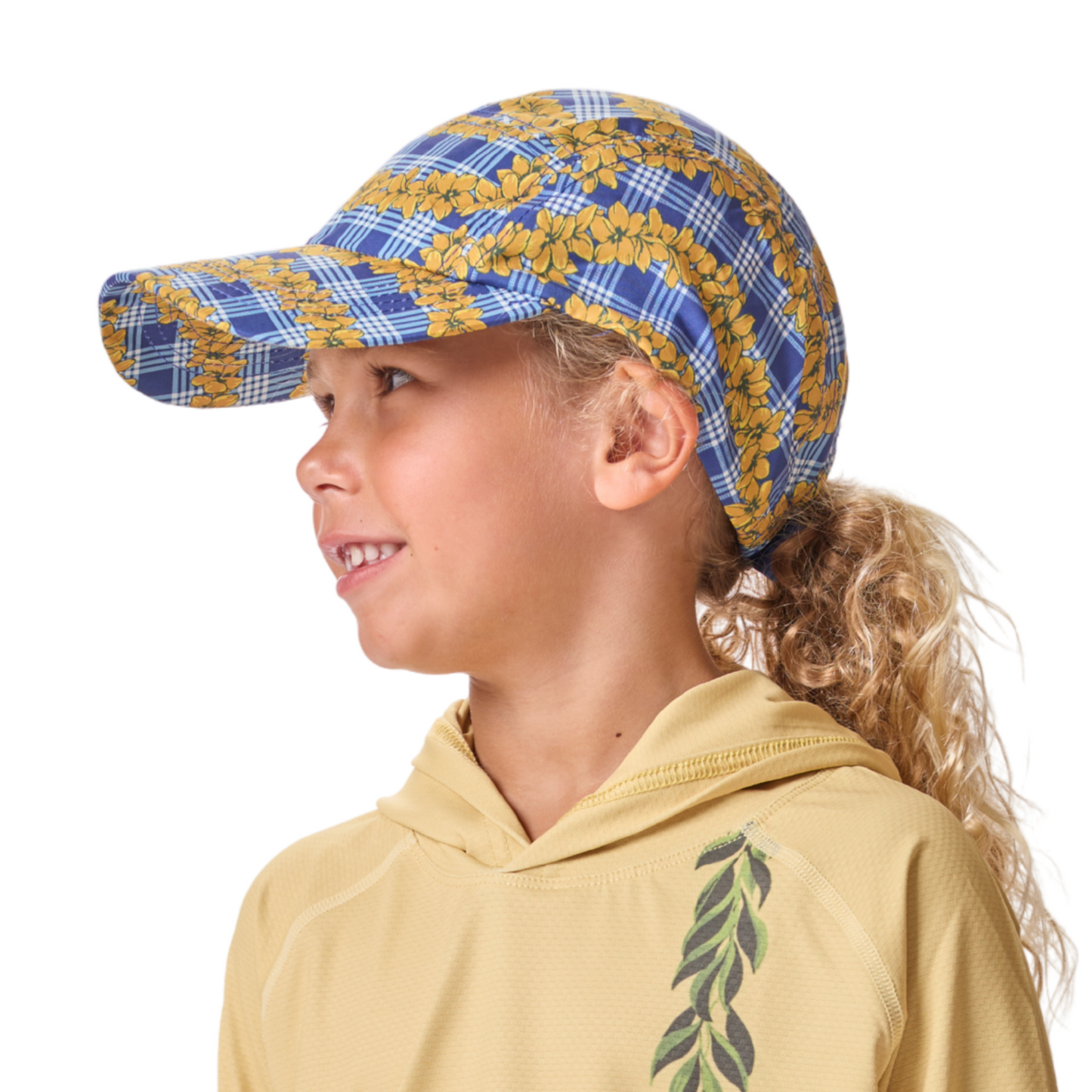 Plumeria Palaka Navy Big Kid Crushable Hat