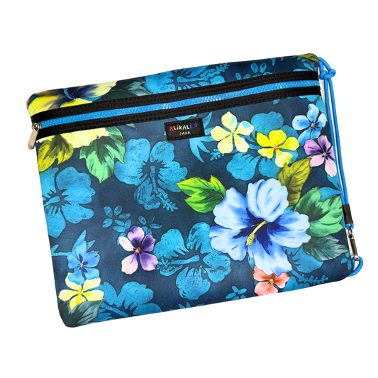 Rainbow Hibiscus Neoprene Everything Pouch