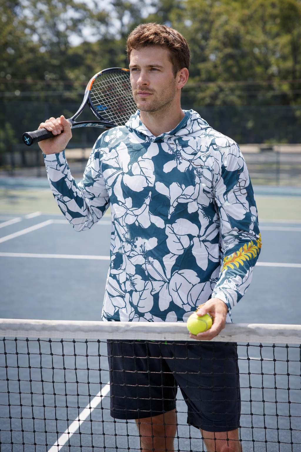 Adult Aloha Trio Hooded Slate Aloha Sun Shirt