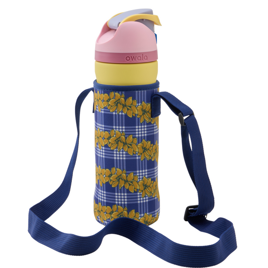 Plumeria Palaka Navy Neoprene Bottle Holder