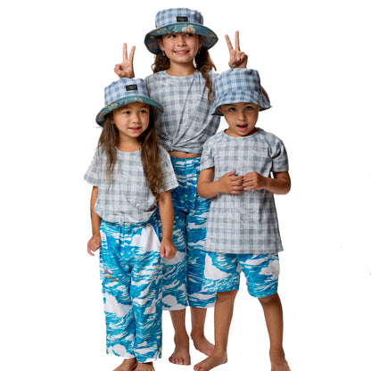 Honu Palaka Gray Short Sleeve Sun Shirt