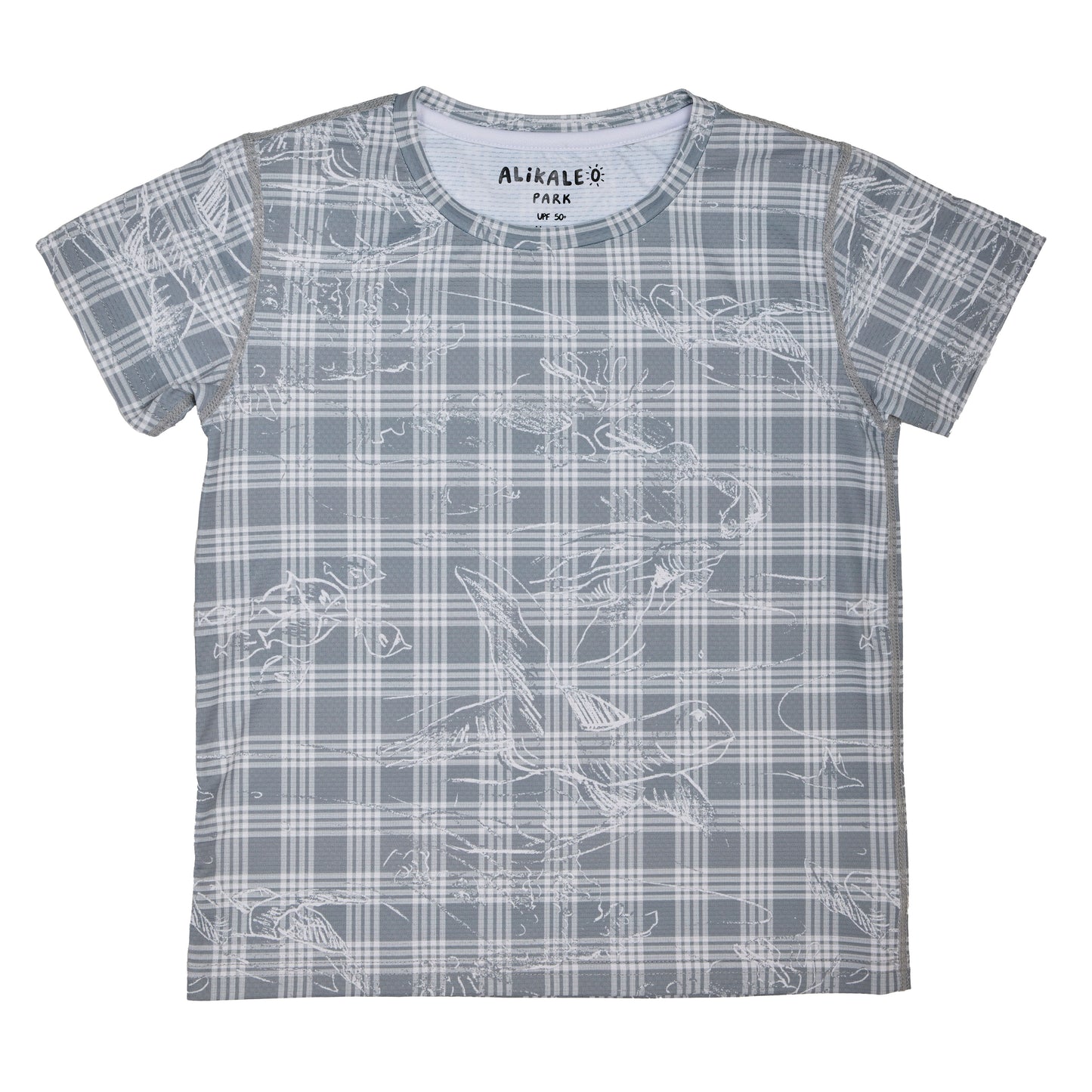 Honu Palaka Gray Short Sleeve Sun Shirt